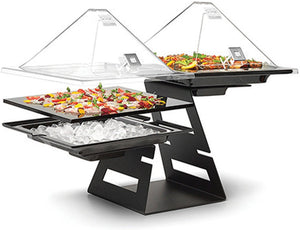 Rosseto - Swan Multi-Level Black Matte Riser System & 2 Porcelain Bowls - SM220