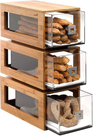 Rosseto - Three-Tier Bamboo Column with Clear Acrylic Drawers - BD104