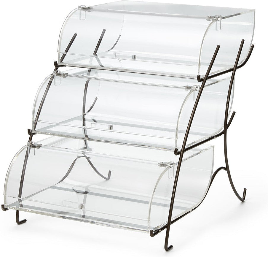 Rosseto - Three-Tier Clear Acrylic Bakery Case with Bronze Wire Stand - BK023