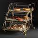 Rosseto - Three-Tier Clear Acrylic Bakery Display Case with Brass Wire Stand - BK021