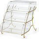 Rosseto - Three-Tier Clear Acrylic Bakery Display Case with Brass Wire Stand - BK021