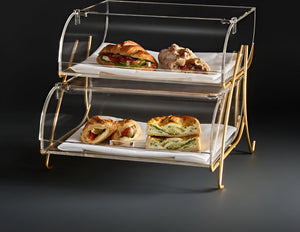 Rosseto - Two-Tier Clear Bakery Case with Brass Wire Stand - BK020