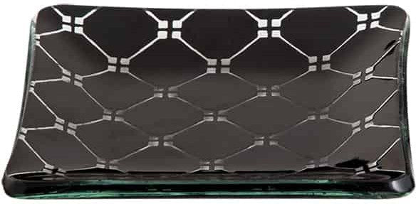 Rosseto - Zenit 4" Mini Square Black Handmade Glass Plate, Pack of 12 - GLS057B