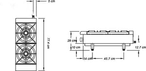 Royal - 12″ Stainless Steel Heavy Duty 2 Burners Gas Hot Plate - RHP-12-2