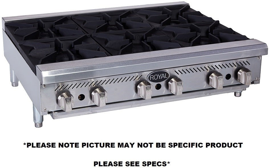 Royal - 12″ Stainless Steel Heavy Duty 2 Burners Gas Hot Plate - RHP-12-2