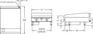 Royal - 12" Stainless Steel Heavy Duty Manual Countertop Griddle - RMG-12