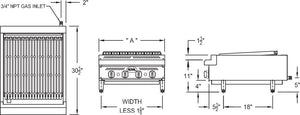 Royal - 12" Stainless Steel Heavy Duty Radiant Broiler - RRB-12