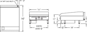 Royal - 12" x 32.5" Stainless Steel Heavy Duty Thermostatic Griddle - RTG-12