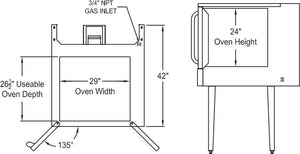 Royal - 2 Burners Single Deck Gas Convection Oven with Bakery Depth - RCOD-1