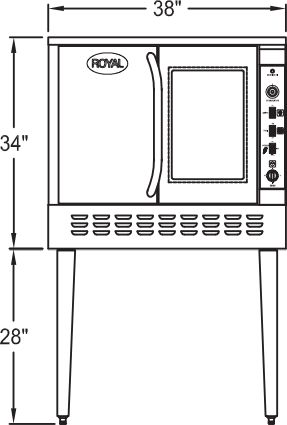 Royal - 2 Burners Single Deck Gas Convection Oven with Bakery Depth - RCOD-1