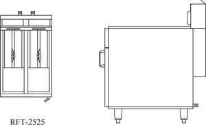 Royal - 25/25 Lb Stainless Steel 2+2 Split Fry Pot (2), Single Basket Deep Fat Fryer - RFT-2525