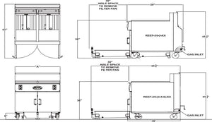 Royal - 35 Lb (31") Energy Efficient Gas Fryers With Built-In Filter System and Electro Mechanical Dial (2 Tanks) - REEF-35-2-EM