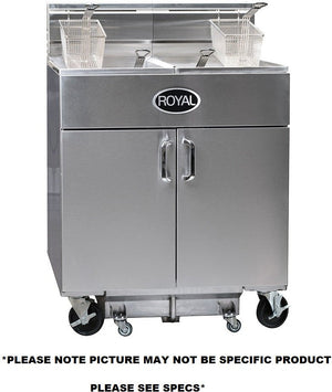 Royal - 35 Lb (62") Energy Efficient Gas Fryers With Built-In Filter System and Electro Mechanical Dial (4 Tanks) - REEF-35-4-EM