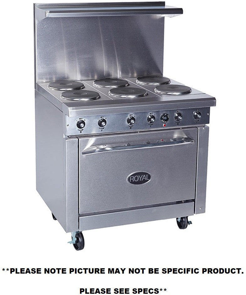 Royal - 36" Stainless Steel 2 Top Elements Electric Range with 26.5" Wide Oven and 24" Wide Griddle - RRE-2GT24