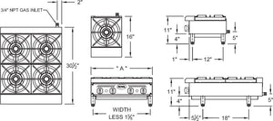 Royal - 36" Stainless Steel Heavy Duty 6 Burners Gas Hot Plate - RHP-36-6