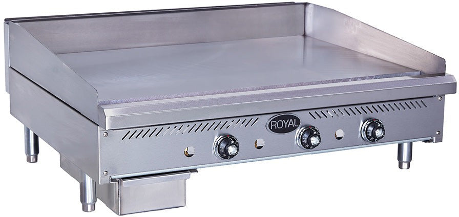 Royal - 36" x 32.5" Stainless Steel Heavy Duty Thermostatic Griddle - RTG-36