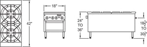 Royal - 42" x 36" x 18" Natural Gas Stock Pot Range with Double Burner (3 Rings) - RSP-18D-36