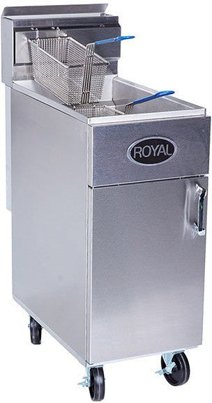 Royal - 50 lb, 3 Burners Stainless Steel Deep Fat Fryer - RFT-50