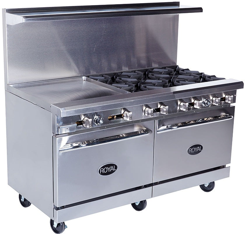 Royal - 60″, 6 Top Elements, 24” Wide Griddle Electric Range -RRE-6GT24