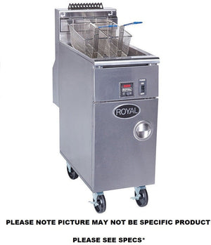 Royal - 60 Lb Stainless Steel High Efficiency Deep Fat Fryer with Two Channel Solid State Digital Control - RHEF-60-DM2