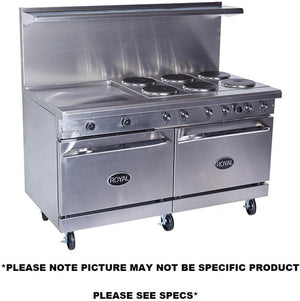 Royal - 60″ Stainless Steel 10 Top Elements Electric Range with Two 26.5" Wide Ovens - RRE-10