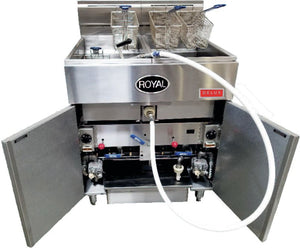 Royal - 75 Lb Gas Fryer with Built in Filter and Two Channel Digital Control (4 Tanks) - RFT-75-4-DM2