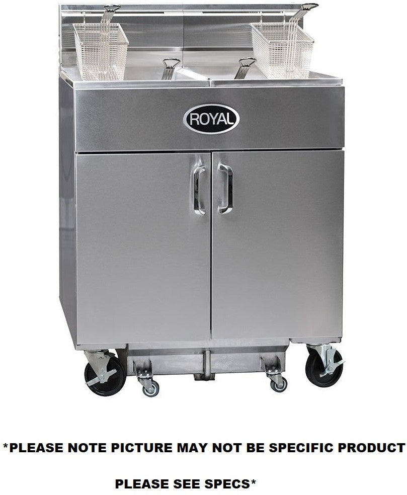 Royal - 75 Lb Gas Fryer with Built in Filter and Two Channel Digital Control (4 Tanks) - RFT-75-4-DM2