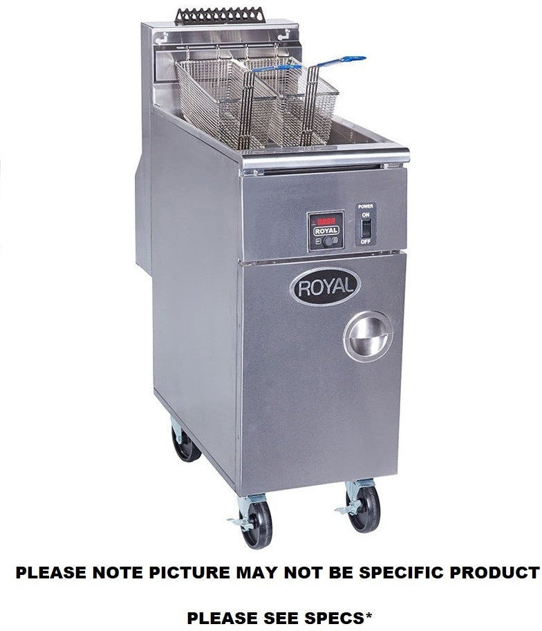 Royal - 75 lb Stainless Steel High Efficiency Deep Fat Fryer 2 Product Solid State Control - RHEF-75-DM2