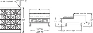 Royal - Delux 12″ Stainless Steel Heavy Duty Step Up Hot Plates - RDHP-12-2SU