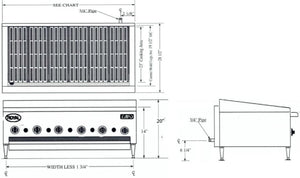 Royal - Delux 14.5" Stainless Steel Infrared Radiant Turbo Broiler with 22,000 BTU - TB-315