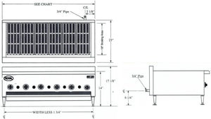 Royal - Delux 14.5" Stainless Steel Radiant Char Broiler with 18" Deep Cooking Area - DRB-15