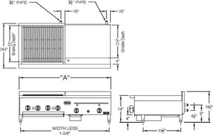 Royal - Delux 36" Stainless Steel Radiant Broiler With 12" Thermostatic Griddle - BG-3612