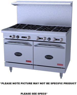 Royal - Delux 48″ Stainless Steel Gas Range With Two 20 Wide Ovens And 12" Griddle - RDR-6G12