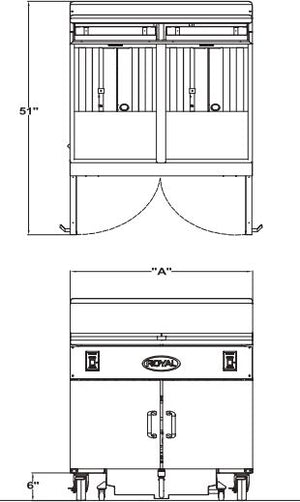 Royal - Delux 50 Lb Gas Fryer with Built in Filter and Electro Mechanical Thermostat (3 Tanks) - RFT-50-3-EM