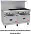 Royal - Delux 60″ Stainless Steel Gas Range with 2 Open Burners and 48” Wide Griddle - RDR-2G48