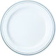 Sabert - 10.25" White Round Plate with Silver Decorative Rings, 144/cs - 10IMP144S