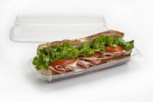 Sabert - 11.18 x 4.56 Clear Lid for Clear and Black Large Sub Containers, Pack of 300 - 531105F300N