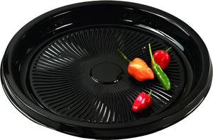 Sabert - 12" Black Nova Plus Round Platter with Clear High Dome Lid, 25/cs - C9512