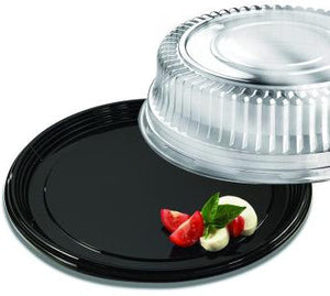 Sabert - 12" Onyx Black Round Plastic Platter, 36/Pc - 9912