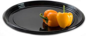 Sabert - 12" Onyx Black Round Plastic Platter, 36/Pc - 9912