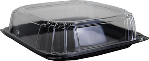 Sabert - 12" UltraStack Black Square Platter with Clear High Dome Lid Combo, Pack of 25 - C9612