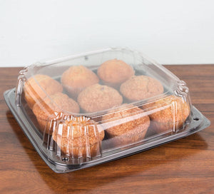 Sabert - 12" UltraStack Black Square Platter with Clear High Dome Lid Combo, Pack of 25 - C9612