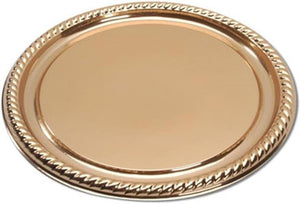 Sabert - 16" Europa Plastic Gold Round Serving Tray, 18/Cs - G9416R18