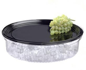 Sabert - 16" Onyx Black Round Plastic Platter, Pack of 36 - 9916