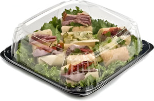 Sabert - 16" UltraStack Black Square Platter with Clear High Dome Lid Combo, Pack of 25 - C9616