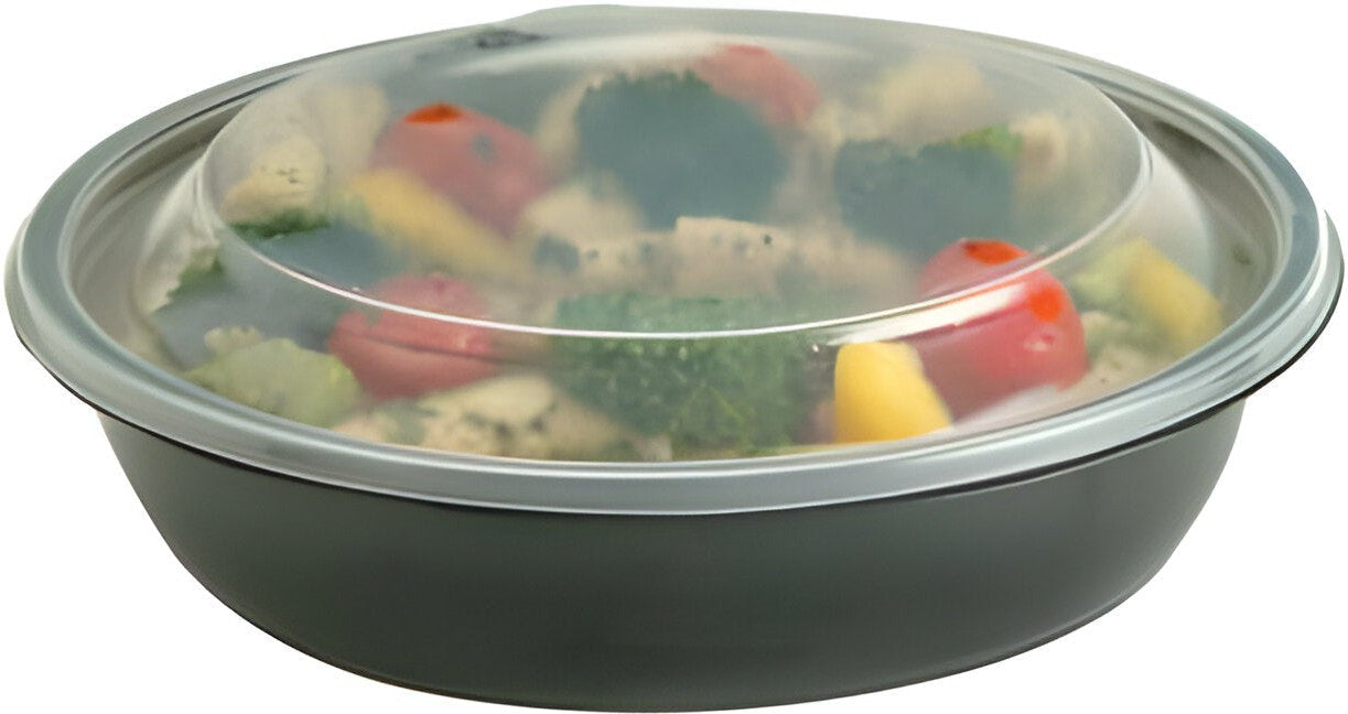 Sabert - 32 Oz Black Round Microwavable Plastic Containers, 300/Cs - 77132B300