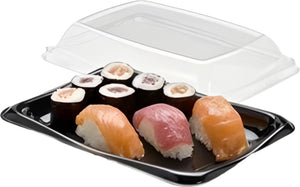 Sabert - 8" x 6" Black Snack/Sushi Tray, 300/Cs - 900608D300