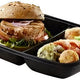 Sabert - Black 43 Oz Two-Compartment Medium Rectangle Container, 150/Cs - 71243B150N