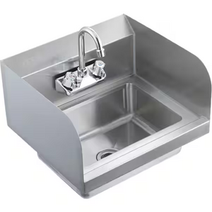 Winholt - 14" x 10" x 5" Stainless Steel 1-Tub Hand Sink with Faucet and Side Splash - WS-HS-1410FV