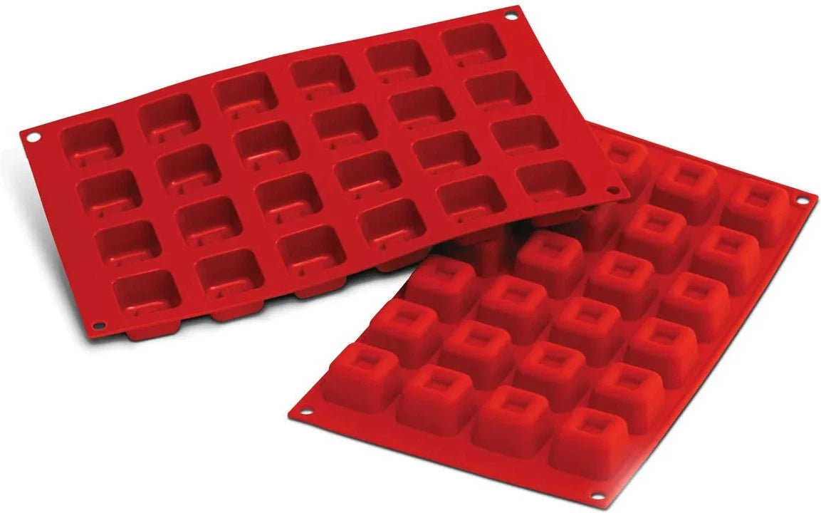 Silikomart - 1.2" x 0.78" Silicone 24 Compartment Small Square Savarin Baking Mold - SF080